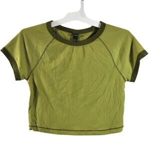 Wild Fable Women's Short Sleeve Ribbed Crop Top, Green, Size M, NWT
